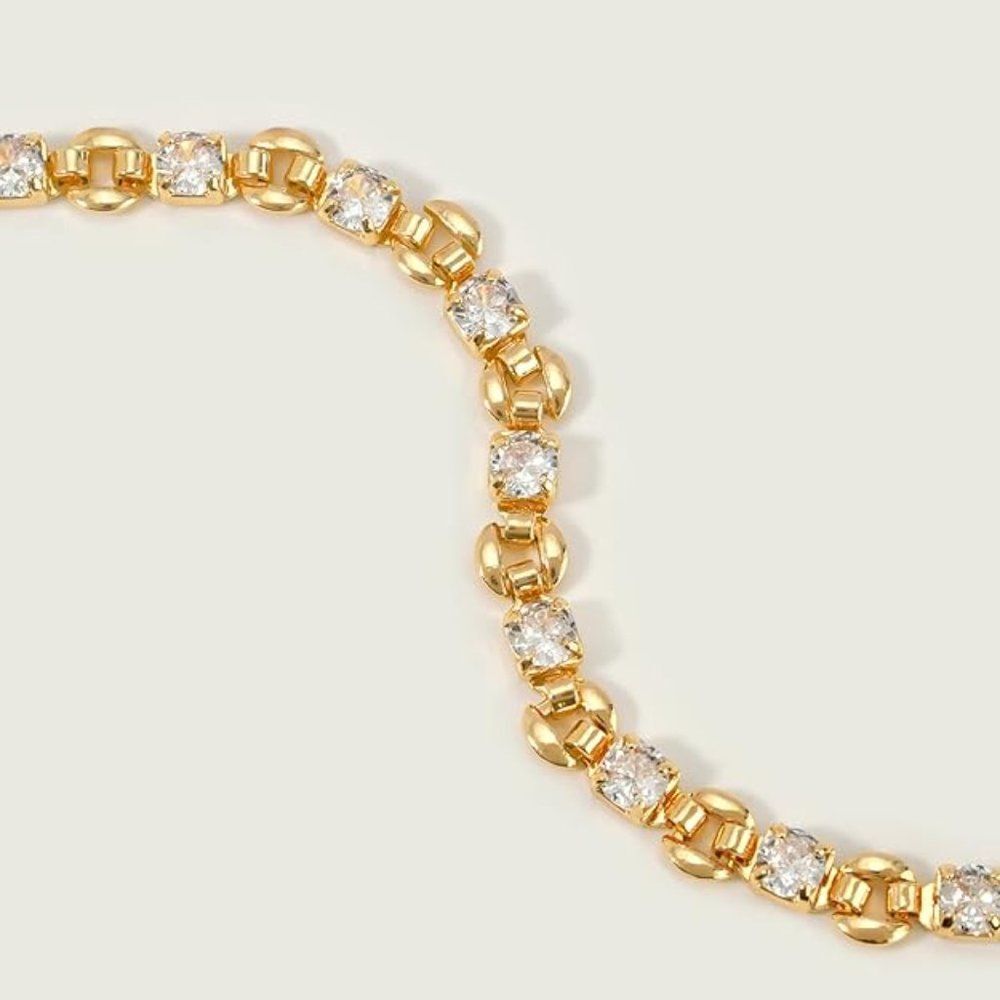 Tennis Bracelet, Tennis Link Chain Round CZ Simulated Diamond Stones Bracelet
